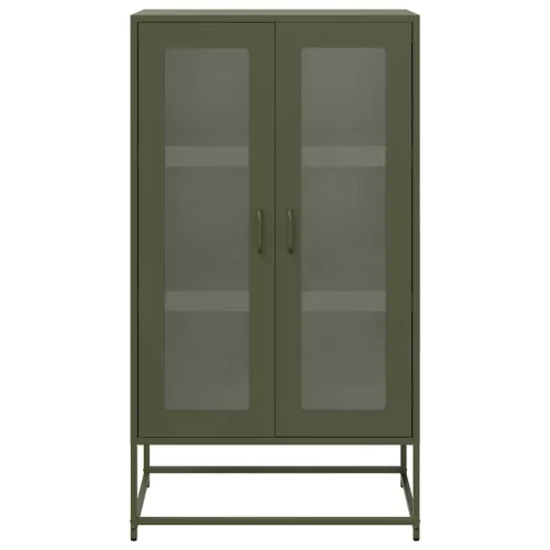 Highboard olívazöld 68x39x123 cm Acél