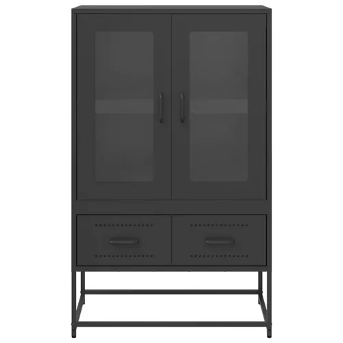  fekete acél magasszekrény 68x39x111,5 cm