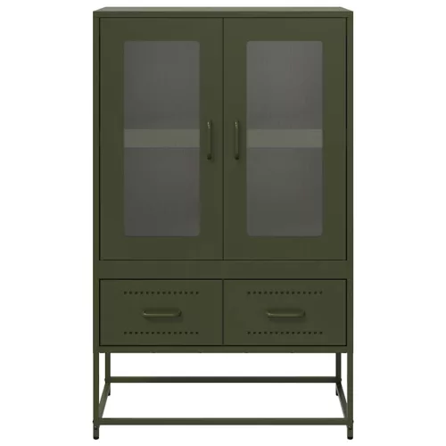  olívazöld acél magasszekrény 68x39x111,5 cm
