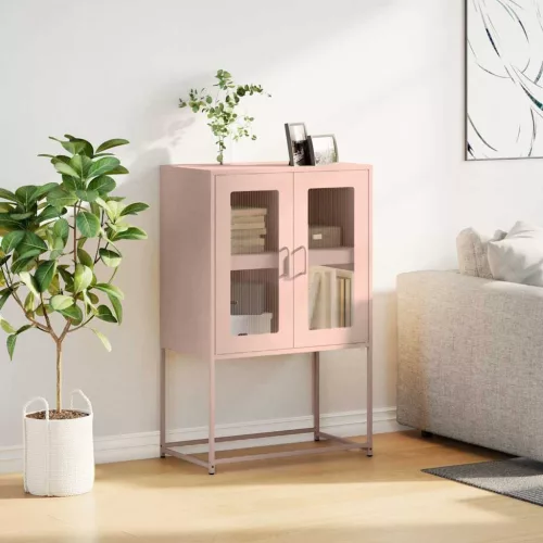  Highboard rózsaszín 68x39x107 cm Acél