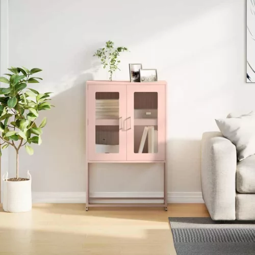  Highboard rózsaszín 68x39x107 cm Acél