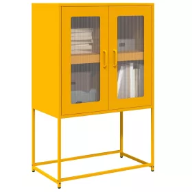  Highboard Mustársárga 68x39x107 cm Acél