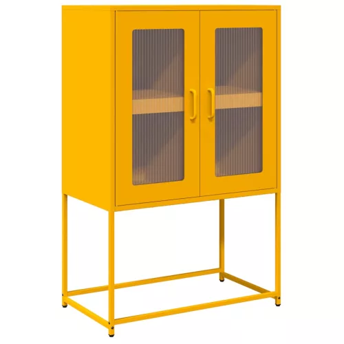  Highboard Mustársárga 68x39x107 cm Acél