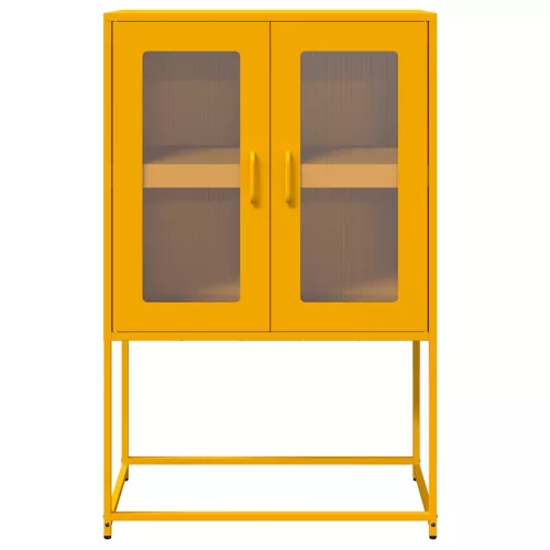  Highboard Mustársárga 68x39x107 cm Acél