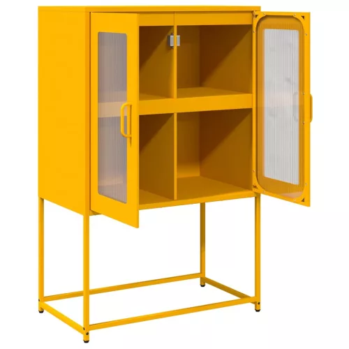  Highboard Mustársárga 68x39x107 cm Acél