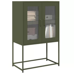  Highboard olívazöld 68x39x107 cm Acél