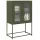  Highboard olívazöld 68x39x107 cm Acél