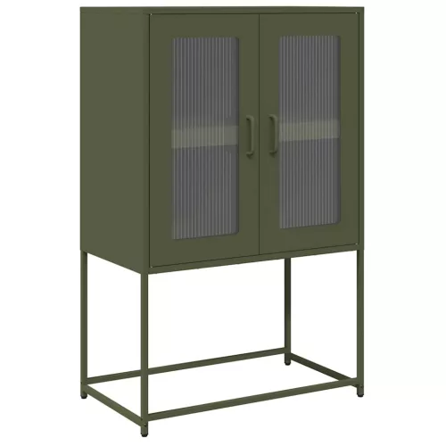  Highboard olívazöld 68x39x107 cm Acél