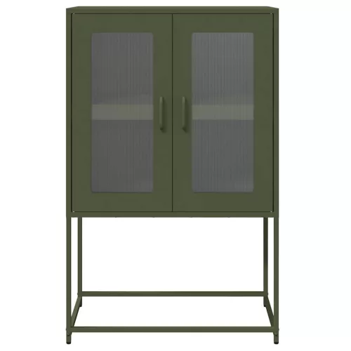  Highboard olívazöld 68x39x107 cm Acél