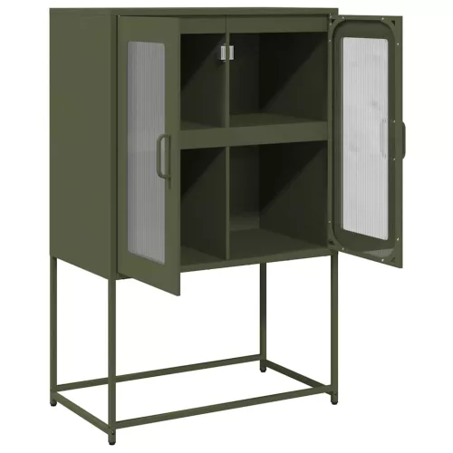  Highboard olívazöld 68x39x107 cm Acél