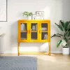  mustársárga hideghengerelt acél tálalószekrény 100,5x39x107 cm