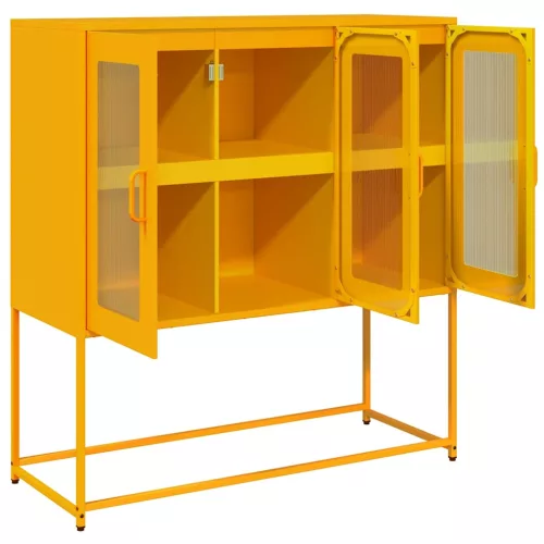  mustársárga hideghengerelt acél tálalószekrény 100,5x39x107 cm