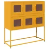  mustársárga hideghengerelt acél tálalószekrény 100,5x39x107 cm