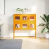  mustársárga hideghengerelt acél tálalószekrény 100,5x39x107 cm