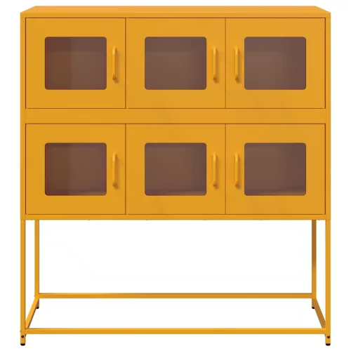  mustársárga hideghengerelt acél tálalószekrény 100,5x39x107 cm