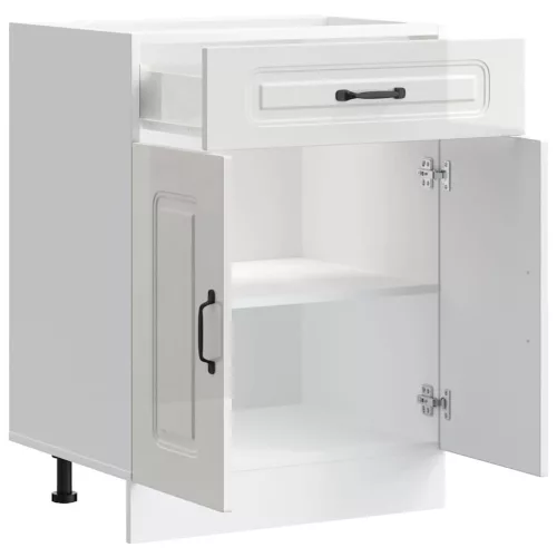  Konyhai alapszekrény Kalmar magasfényű fehér színű műfa