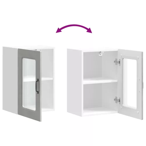  Konyhai fali szekrény üvegajtóval Kalmar beton szürke műfa