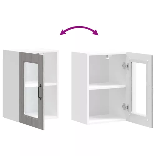  Konyhai fali szekrény üvegajtóval Kalmar szürke sonoma műfa