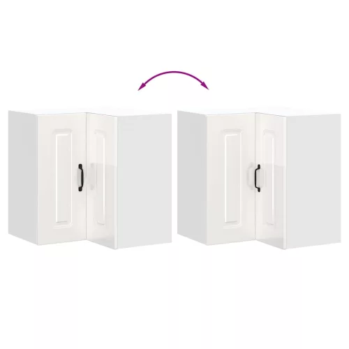  Konyhai fali sarokszekrény Kalmar magasfényű fehér színű műfa