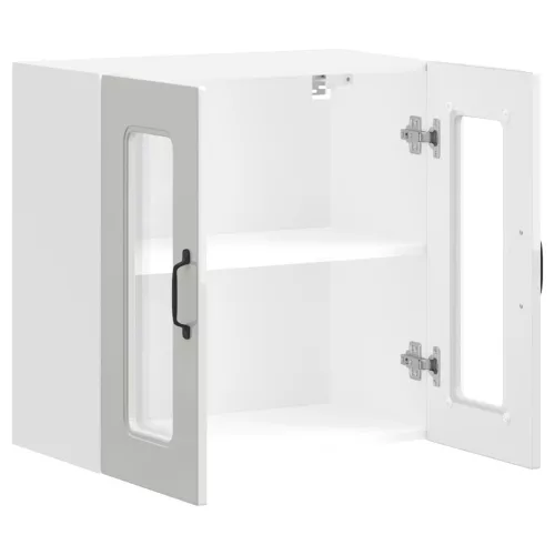  Konyhai fali szekrény üvegajtóval Kalmar magasfényű fehér színű