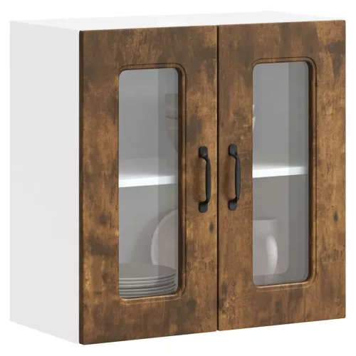  konyhai fali szekrény üvegajtóval Kalmar füstölt tölgy