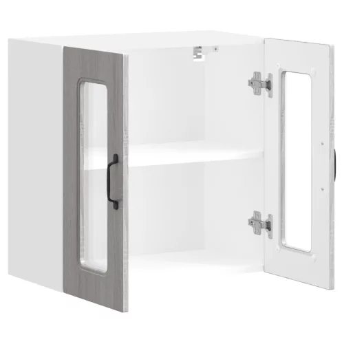  Konyhai fali szekrény üvegajtóval Kalmar szürke sonoma műfa