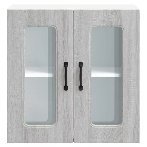  Konyhai fali szekrény üvegajtóval Kalmar szürke sonoma műfa