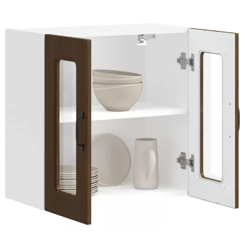  Konyhai fali szekrény üvegajtóval Kalmar barna tölgy színű műfa