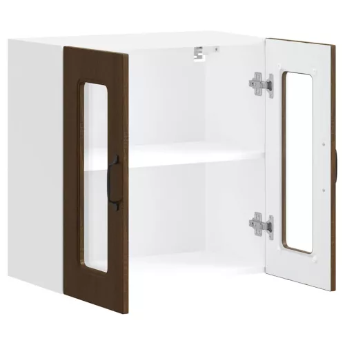  Konyhai fali szekrény üvegajtóval Kalmar barna tölgy színű műfa