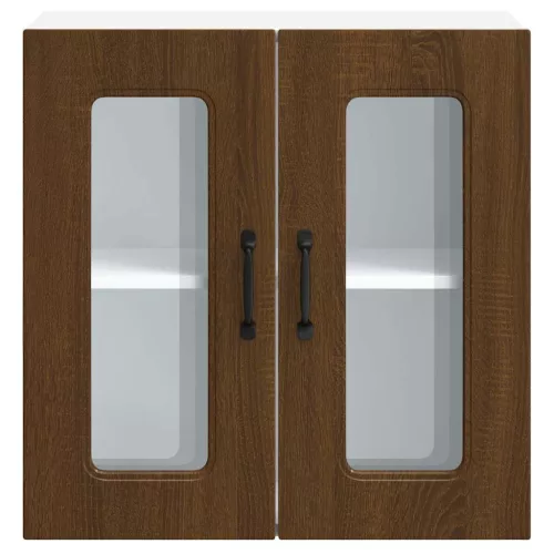  Konyhai fali szekrény üvegajtóval Kalmar barna tölgy színű műfa