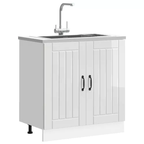  mosdóaljzatos szekrény Lucca magasfényű fehér szerelt fa