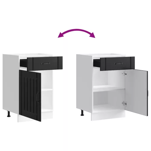  Konyhai alsó szekrény Lucca fekete szerelt fa