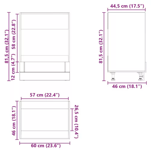  sütő szekrény Lucca betonszürke szerelt fa