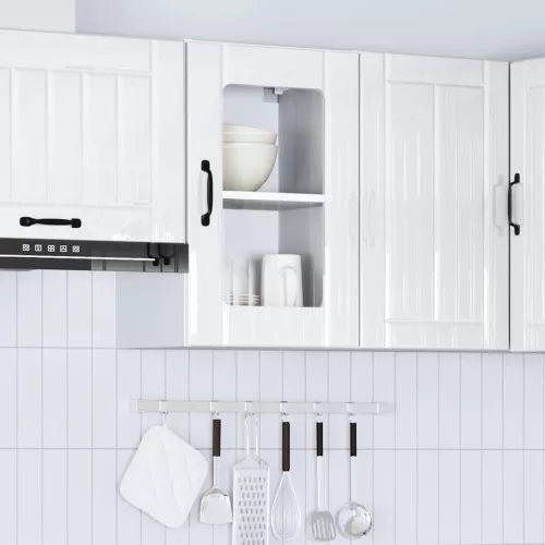  Konyhai fali szekrény üvegajtóval Lucca magasfényű fehér