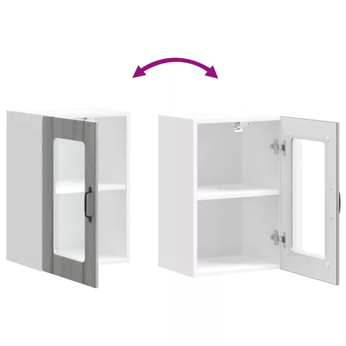  Konyhai fali szekrény üvegajtóval Lucca szürke sonoma