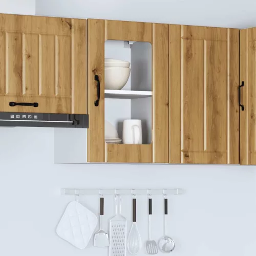  Konyhai fali szekrény üvegajtóval Lucca kézműves tölgy