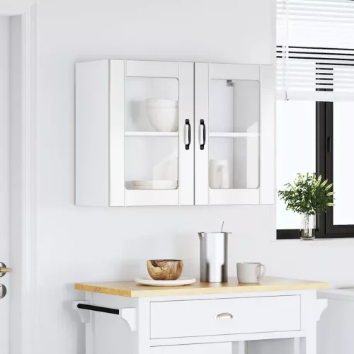  Konyhai fali szekrény üvegajtóval Lucca magasfényű fehér színű