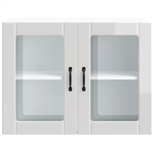  Konyhai fali szekrény üvegajtóval Lucca magasfényű fehér színű