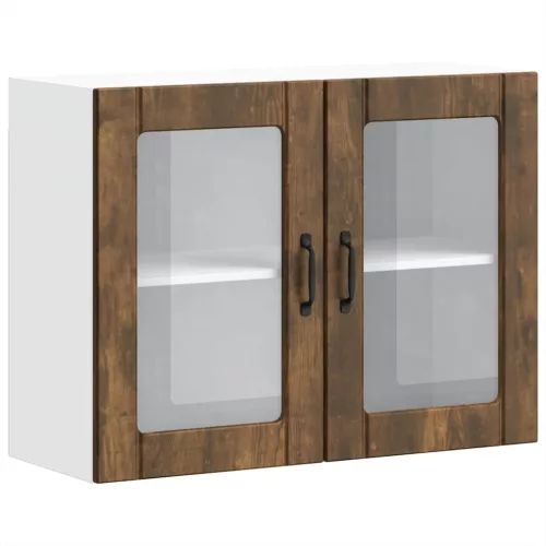  konyhai fali szekrény üvegajtóval Lucca füstölt tölgy