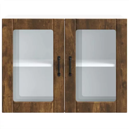  konyhai fali szekrény üvegajtóval Lucca füstölt tölgy