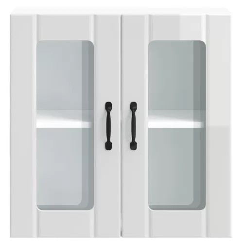  Konyhai fali szekrény üvegajtóval Lucca magasfényű fehér színű