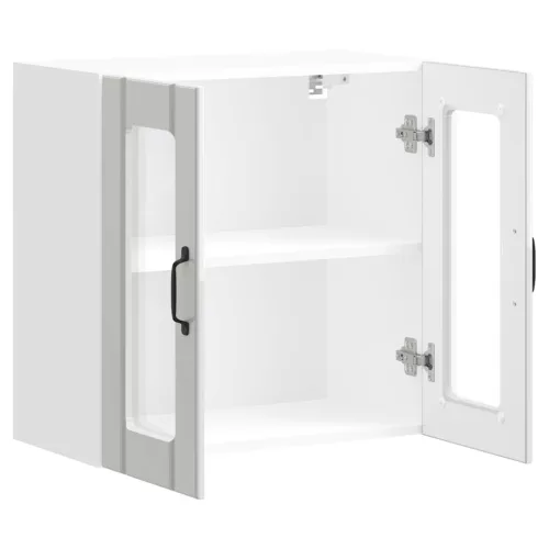  Konyhai fali szekrény üvegajtóval Lucca magasfényű fehér színű