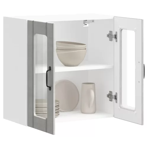  Konyhai fali szekrény üvegajtóval Lucca beton szürke műfa