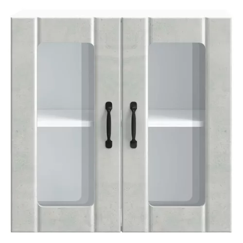  Konyhai fali szekrény üvegajtóval Lucca beton szürke műfa