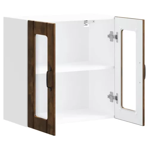  konyhai fali szekrény üvegajtóval Lucca füstölt tölgy