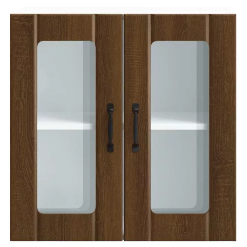  Konyhai fali szekrény üvegajtóval Lucca barna tölgy színű műfa