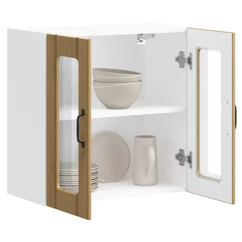  konyhai fali szekrény üvegajtóval Lucca kézműves tölgy