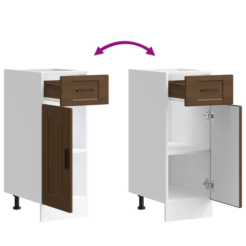  Porto barna tölgy színű szerelt fa konyhai alapszekrény