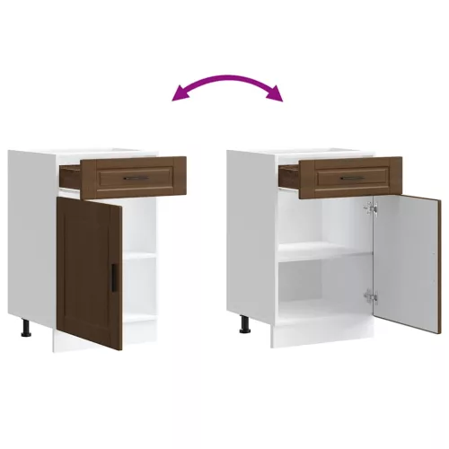  Porto barna tölgy színű szerelt fa konyhai alapszekrény