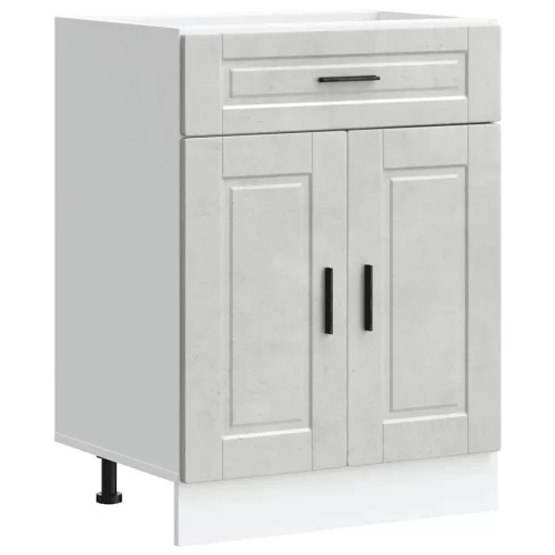  Porto betonszürke szerelt fa konyhai alapszekrény